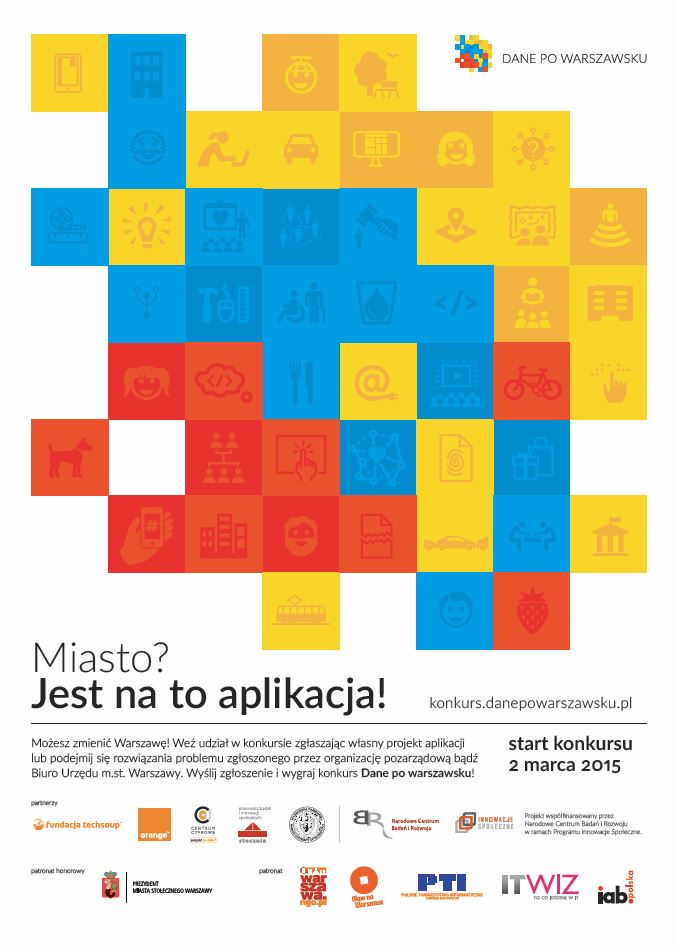 Plakat konkursu „Dane po warszawsku”